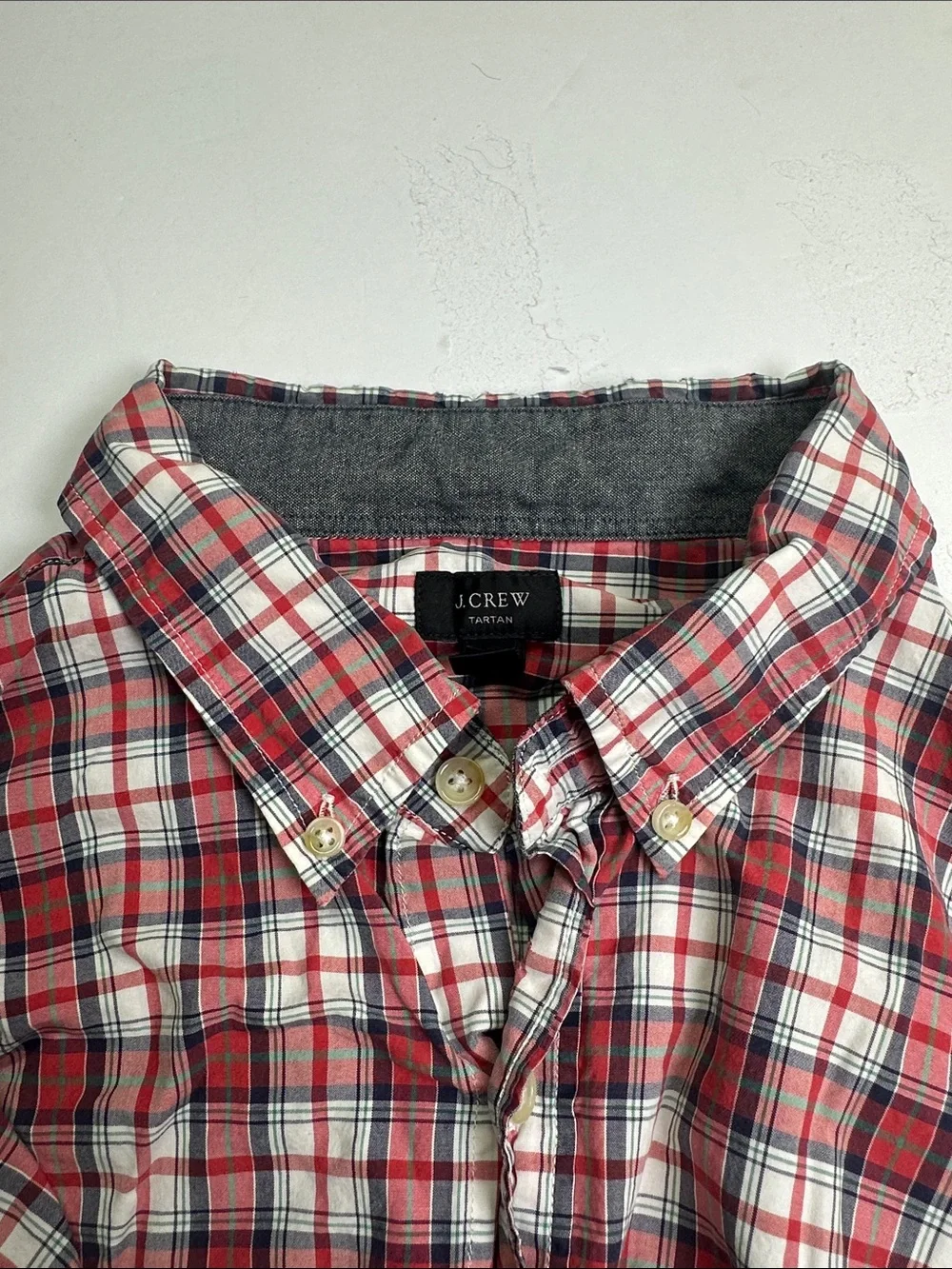 J. Crew Tartan Plaid Button Up Shirt, Men's XL Red White & Blue Cotton Casual